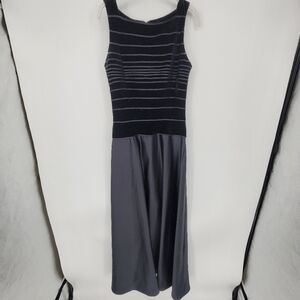 Tadashi Shoji vintage Velvet Maxi Dress black Sleeveless A-Line Satin Gown 8